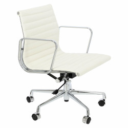 Fotel Biurowy CH1171T, Biały, Skórzany, Chrom, Inspirowany EA119