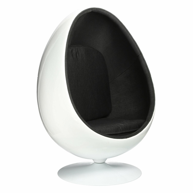 Fotel Ovalia, Biało Czarny, Inspirowany Ball Chair