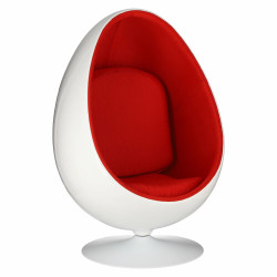 Fotel Ovalia, Biało Czerwony, Inspirowany Ball Chair