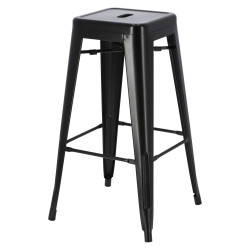 Hoker Czarny, Krzesło Barowe, Metalowe, Paris 75cm, Inspirowane Tolix