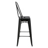 Hoker Czarny z Oparciem, Krzesło Barowe Paris 75cm, Metalowe, Inspirowane Tolix