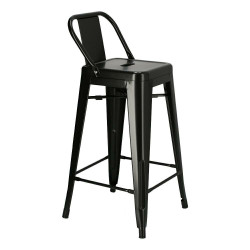 Hoker Czarny z Oparciem, Krzesło Barowe Paris 66cm, Metalowe, Inspirowane Tolix