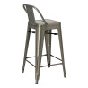 Hoker Metalowy z Oparciem, Krzesło Barowe Paris 66cm, Inspirowane Tolix