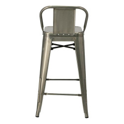 Hoker Metalowy z Oparciem, Krzesło Barowe Paris 66cm, Inspirowane Tolix
