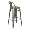 Hoker Metalowy z Oparciem, Krzesło Barowe Paris 75cm, Inspirowane Tolix