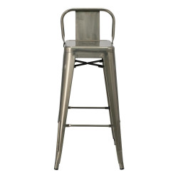 Hoker Metalowy z Oparciem, Krzesło Barowe Paris 75cm, Inspirowane Tolix