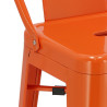 Hoker Pomarańczowy z Oparciem, Krzesło Barowe Paris 75cm, Inspirowane Tolix