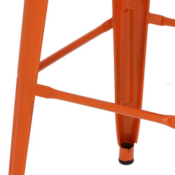 Hoker Pomarańczowy z Oparciem, Krzesło Barowe Paris 75cm, Inspirowane Tolix