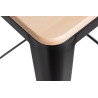 Hoker Czarny, Krzesło Barowe Paris 75cm, Metalowe, Sosnowe Siedzisko, Inspirowane Tolix