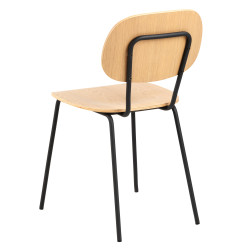 Krzesło Drewniane Amira, Dąb, Czarne Metalowe Nogi