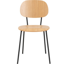 Krzesło Drewniane Amira, Dąb, Czarne Metalowe Nogi
