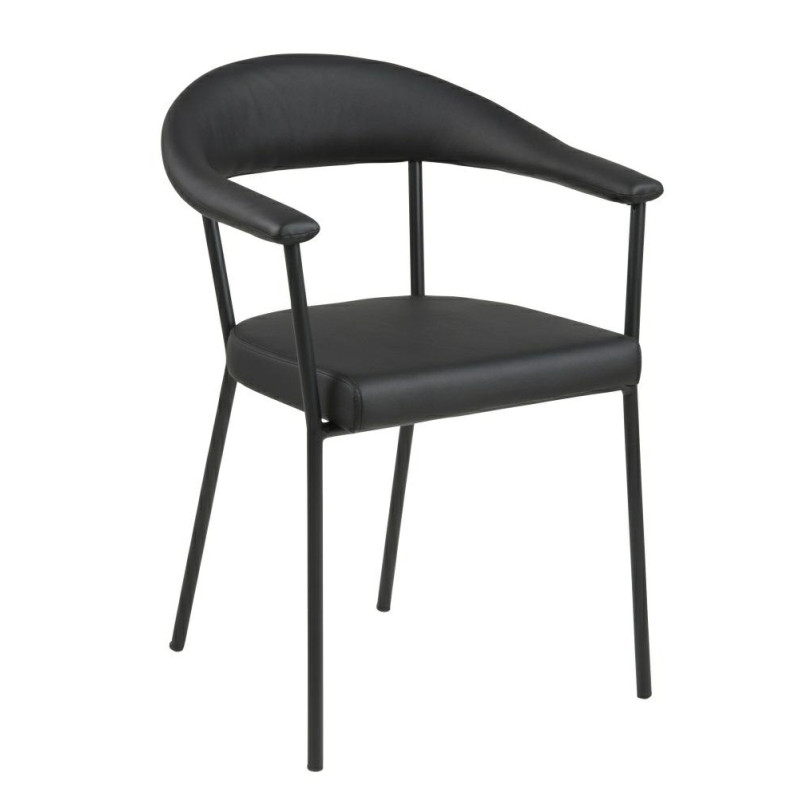 Krzesło Ava, Czarne Metalowe, Tapicerowane Oparcie i Siedzisko