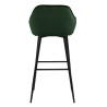 Krzesło Barowe Tapicerowane Brooke, Hoker, Zielone, Welwet, Pikowane, Czarne Metalowe Nogi