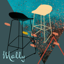 Krzesło Barowe Molly High, Hoker, Czarne, Metalowe Nogi
