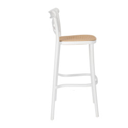 Krzesło Barowe, Hoker Moreno, Białe, Tworzywo z Wenecką Plecionką, Klasyczne