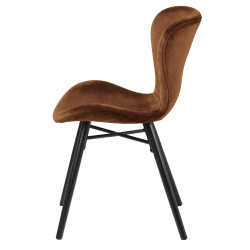 Krzesło Tapicerowane Batilda, Brązowe, Czarne Drewniane Nogi