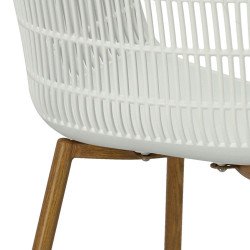 Krzesło Becker, Białe, Ażurowe, Drewniane Nogi, Skandynawskie