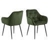 Krzesło Tapicerowane Brooke, Zielone, Welwet, Pikowane, Czarne Metalowe Nogi