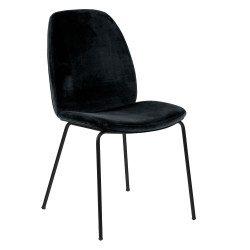Krzesło Tapicerowane Carmen, Czarne Welurowe, Czarne Metalowe Nogi
