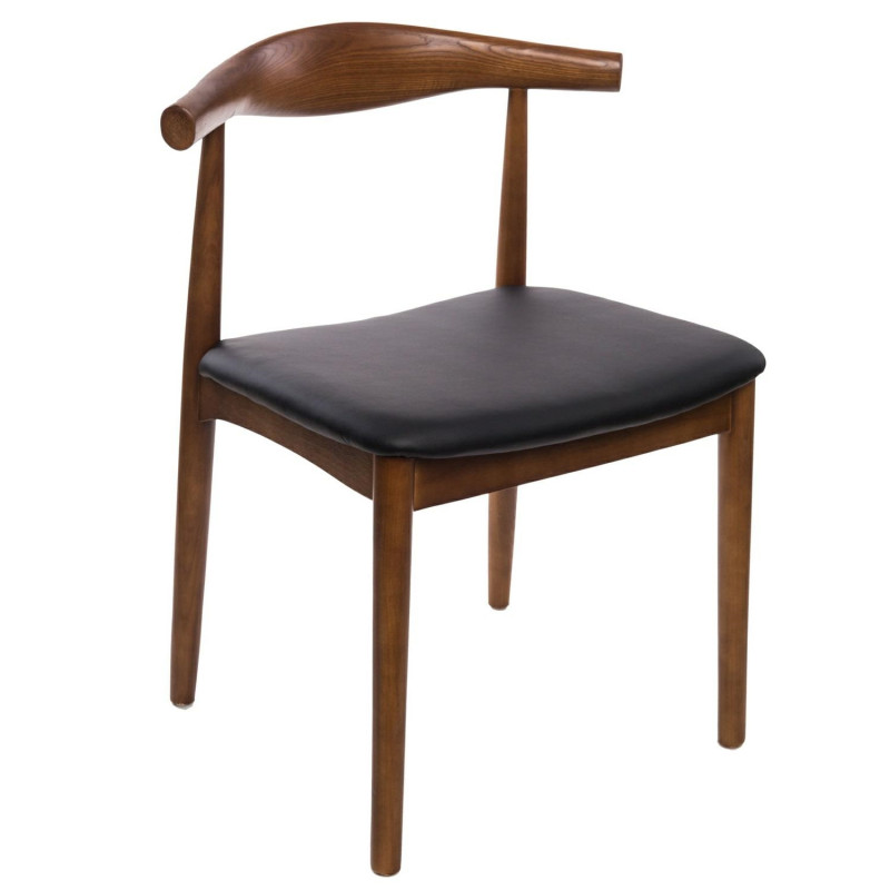 Krzesło Drewniane Codo (Jasny Brąz, Czarne Siedzisko, Inspirowane Elbow Chair)