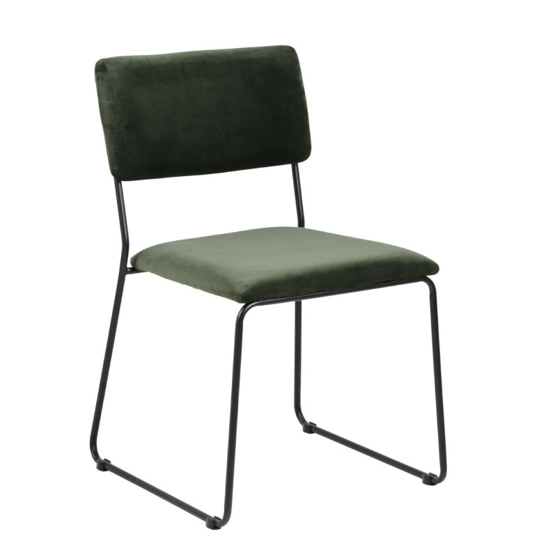 Krzesło Cornelia, Zielone Tapicerowane Siedzisko i Oparcie, Czarna Metalowa Rama