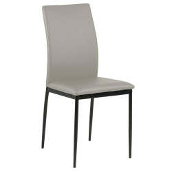 Krzesło Tapicerowane Demina, Beżowe, Skórzane, Czarne Metalowe Nogi