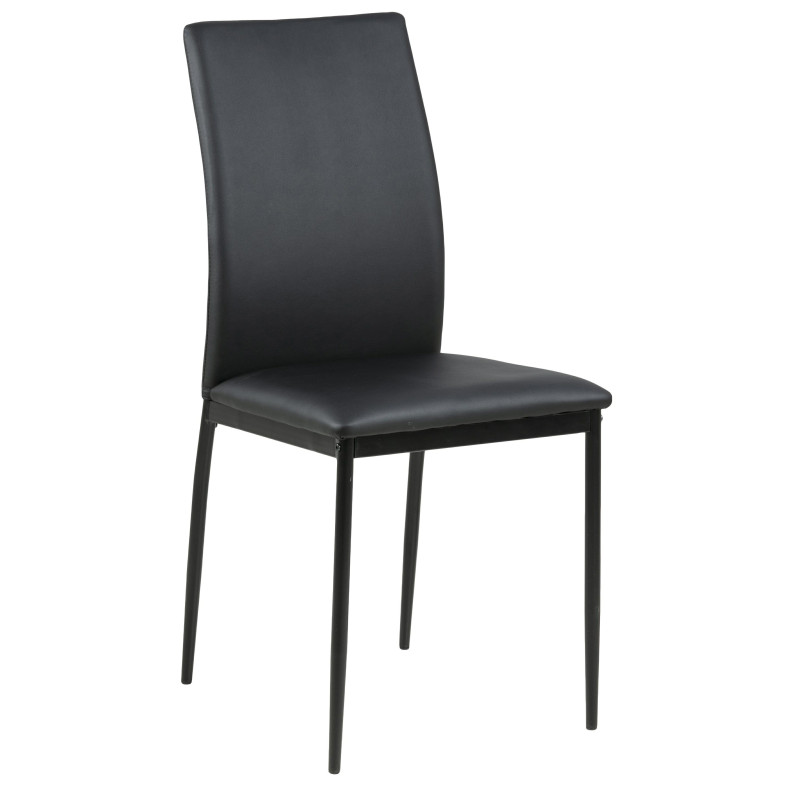 Krzesło Tapicerowane Demina, Czarne, Skórzane, Czarne Metalowe Nogi