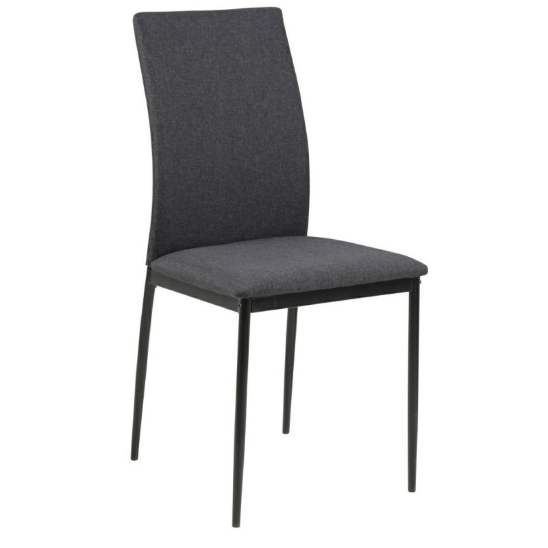 Krzesło Tapicerowane Demina, Ciemne Szare, Czarne Metalowe Nogi