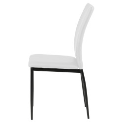 Krzesło Tapicerowane Demina, Białe, Skórzane, Czarne Metalowe Nogi