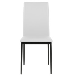 Krzesło Tapicerowane Demina, Białe, Skórzane, Czarne Metalowe Nogi