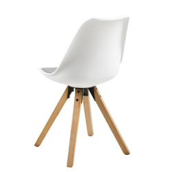 Krzesło Tapicerowane Dima, Białe, Szara Poduszka, Drewniane Nogi