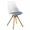Krzesło Tapicerowane Dima, Białe, Ciemna Szara Poduszka, Drewniane Nogi