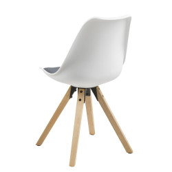 Krzesło Tapicerowane Dima, Białe, Ciemna Szara Poduszka, Drewniane Nogi