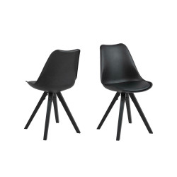 Krzesło Tapicerowane Dima, Czarne, Czarne Drewniane Nogi