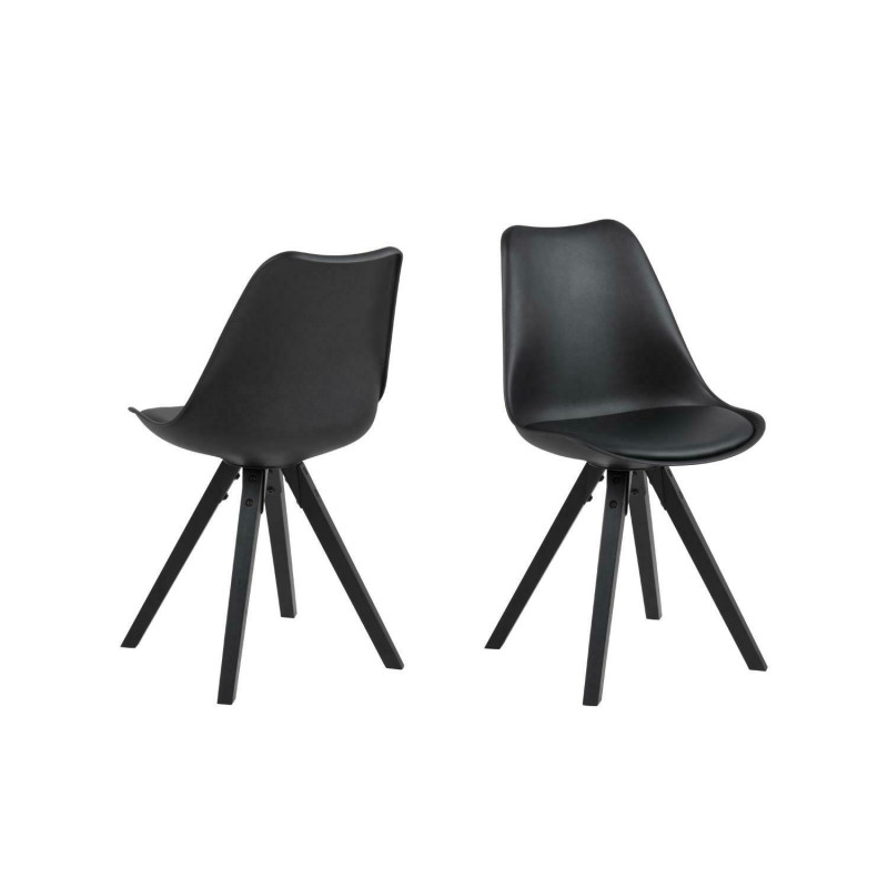 Krzesło Tapicerowane Dima, Czarne, Czarne Drewniane Nogi