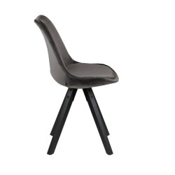 Krzesło Tapicerowane Dima VIC, Ciemne Szare, Welurowe, Czarne Drewniane Nogi