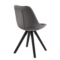 Krzesło Tapicerowane Dima VIC, Ciemne Szare, Welurowe, Czarne Drewniane Nogi