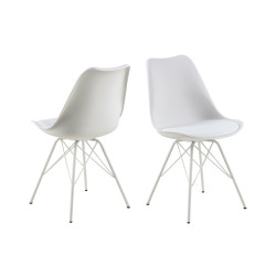 Krzesło Eris, Białe, Miękkie Skórzane Siedzisko, Białe Nogi