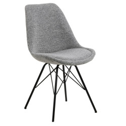 Krzesło Tapicerowane Eris, Szare, Czarne Metalowe Nogi