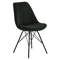 Krzesło Tapicerowane Eris, Ciemna Zieleń, Sztruks, Czarne Metalowe Nogi