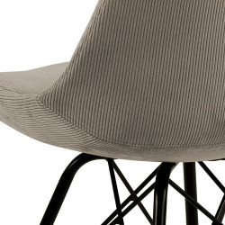 Krzesło Tapicerowane Eris, Szare, Sztruks, Czarne Metalowe Nogi