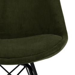 Krzesło Tapicerowane Eris, Zielolne, Sztruks, Czarne Metalowe Nogi