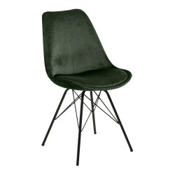 Krzesło Tapicerowane Eris, Zielone, Welwet, Czarne Metalowe Nogi