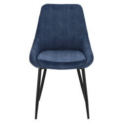 Krzesło Tapicerowane Floyd - Sztruksowe, Niebieskie, Czarne Metalowe Nogi