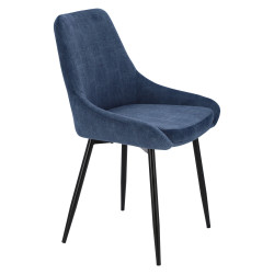 Krzesło Tapicerowane Floyd - Sztruksowe, Niebieskie, Czarne Metalowe Nogi