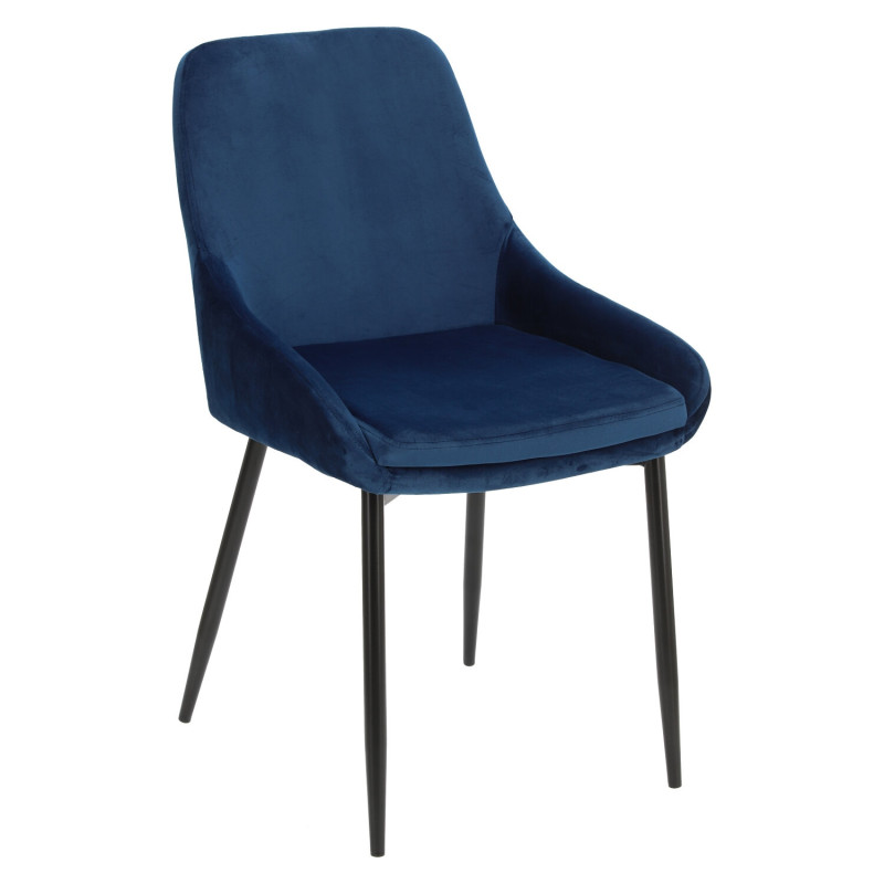 Krzesło Tapicerowane Floyd (Velvet, Niebieskie, Czarne Metalowe Nogi)