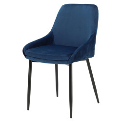 Krzesło Tapicerowane Floyd - Velvet, Niebieskie, Czarne Metalowe Nogi