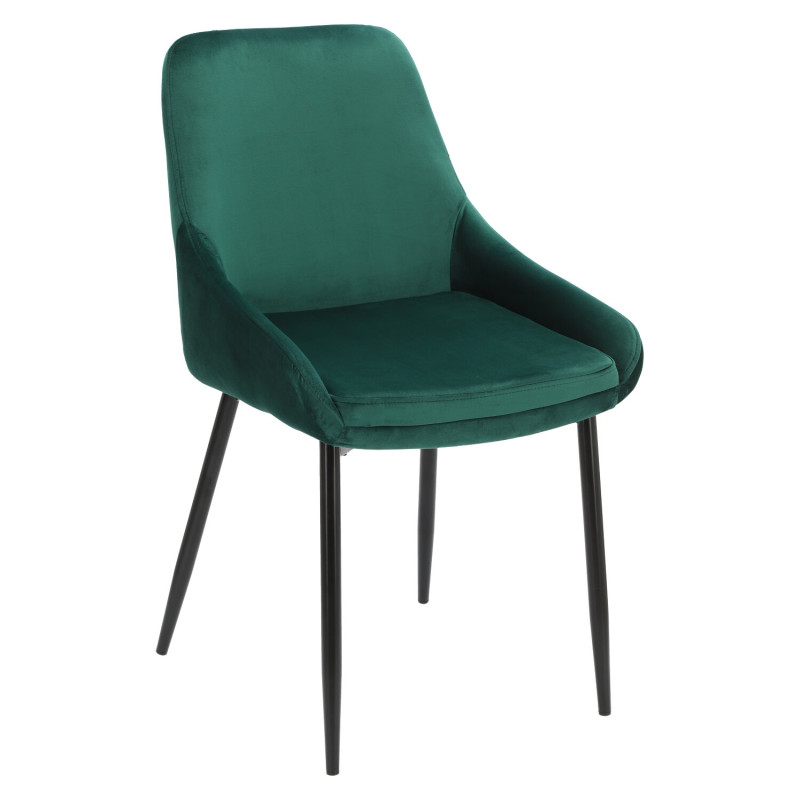 Krzesło Tapicerowane Floyd (Velvet, Zielone, Czarne Metalowe Nogi)