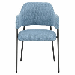 Krzesło Gato, Niebieskie, Tapicerowane Oparcie i Siedzisko, Czarne Metalowe Nogi