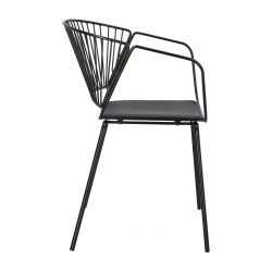 Krzesło Golig, Czarne, Ażurowe z Poduszką, Metalowa Podstawa i Oparcie